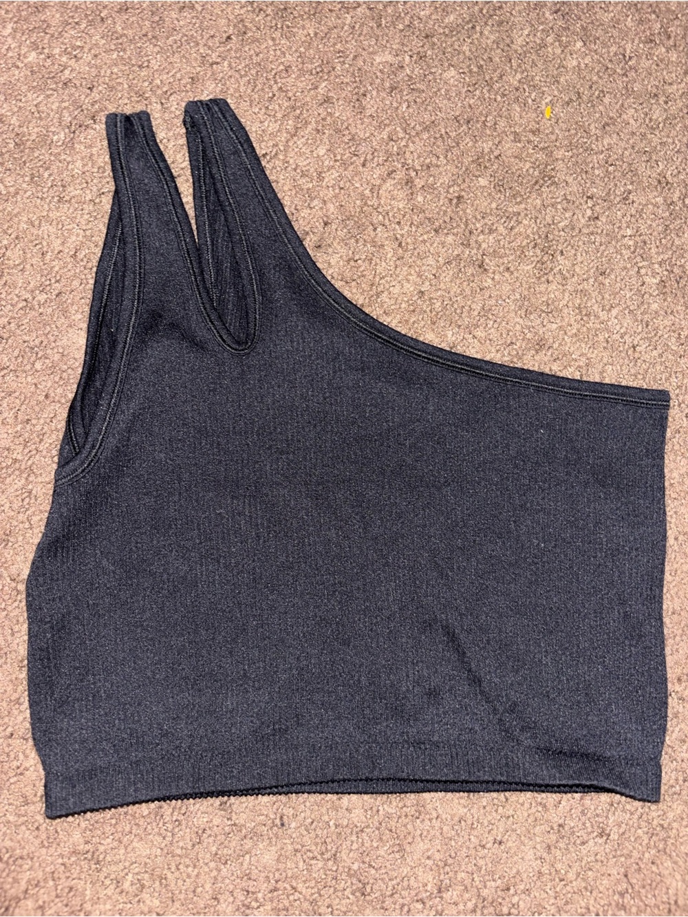 aerie One-Shoulder Black Ribbed Tank